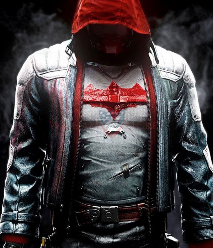 Buy Mens Arkham Knight Red Hood Leather Jacket