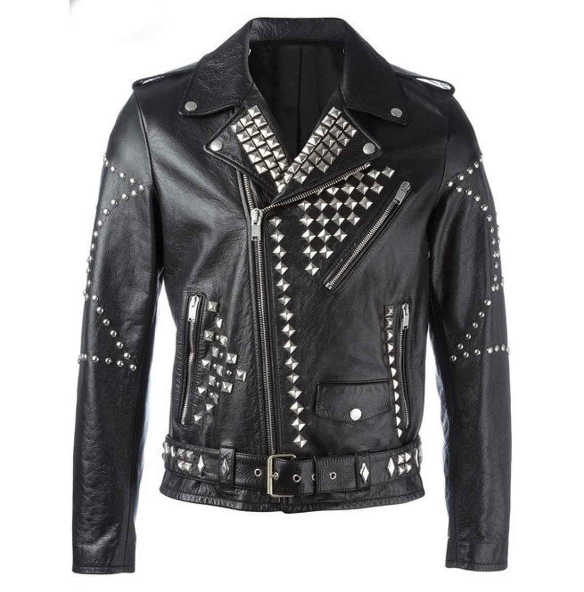 Black Motorcycle Studded Leather Jacket | William Jacket