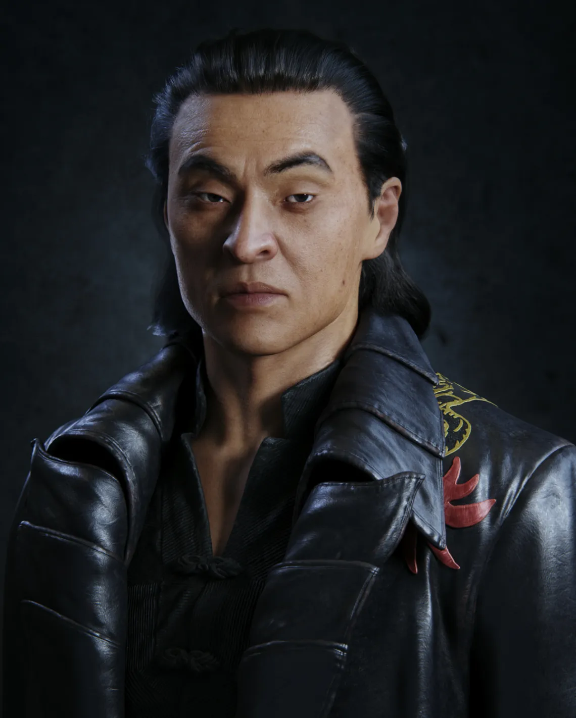 Shang Tsung Mortal Combat Black Leather Trench Coat