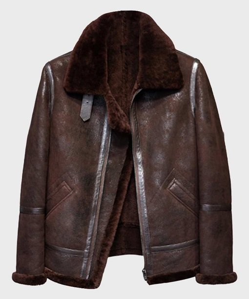 Shawn SF Brown Shearling Leather Jacket | William Jacket