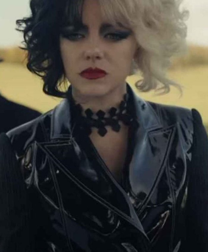 Emma Stone Cruella Black Real Leather Jacket