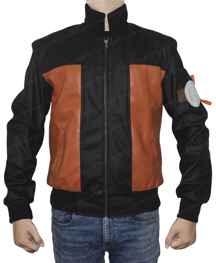Buy Mens Naruto Shippuden Orange Ninja Bomber Leather Jacket