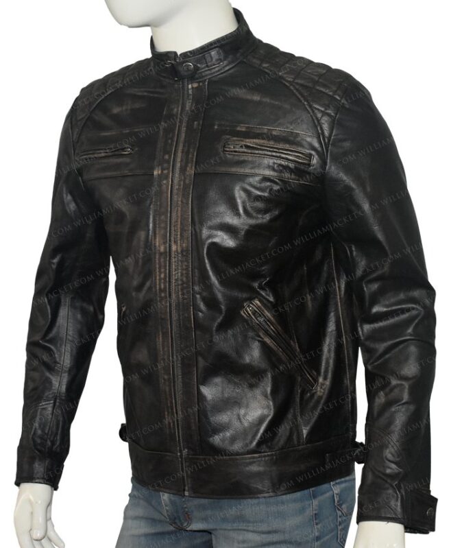 Men's Cafe Racer Black Handmade Leather Jacket | William Jacket