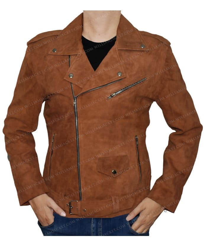 Men's Asymmetrical Biker Camel Brown Leather Jacket