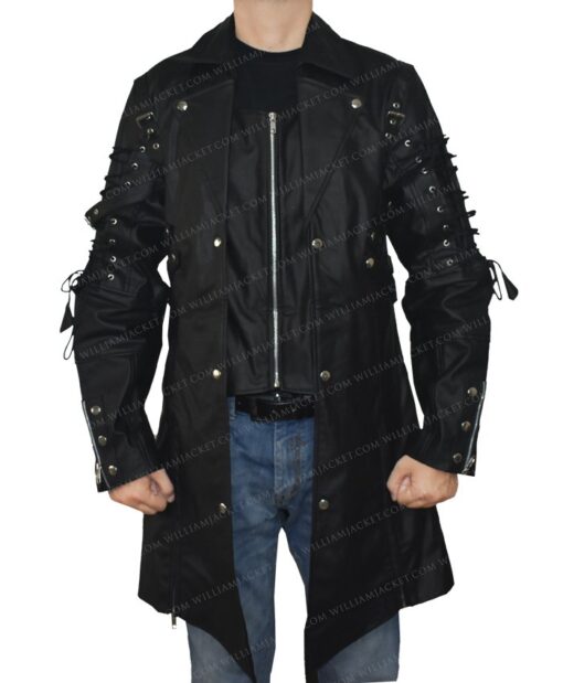 Steampunk Black Leather Jacket Coat