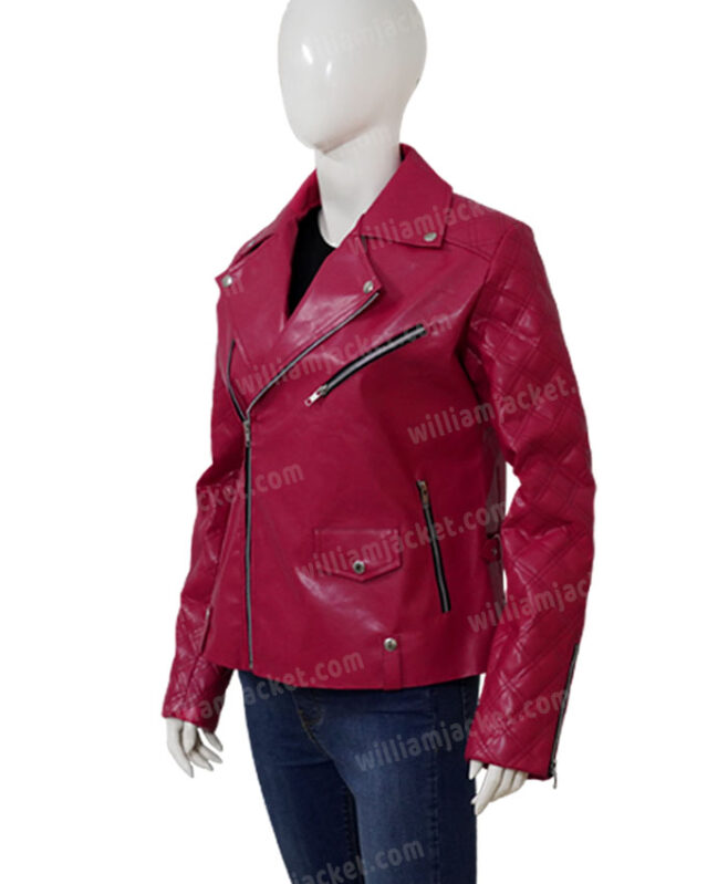 Billie Connelly Sex/Life Pink Jacket Biker Women Leather Outfit