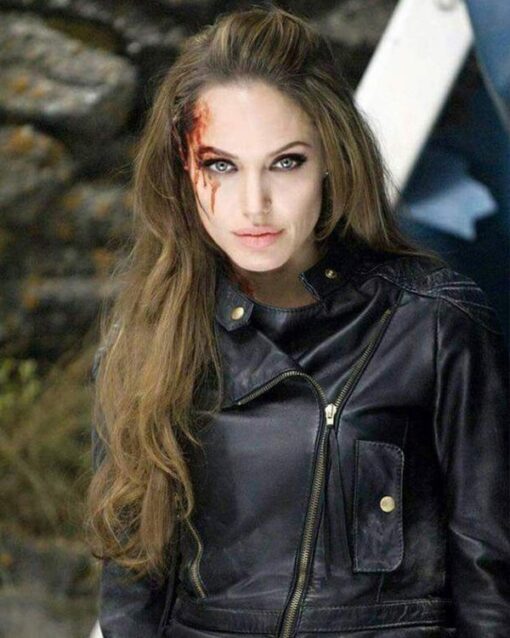 Angelina Jolie Eternals Leather Jacket