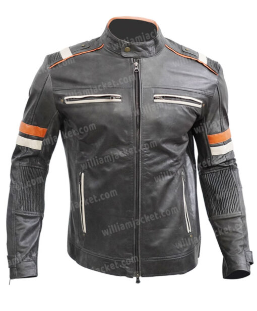 Men’s Cafe Racer Biker Distress Black Leather Jacket | William Jacket