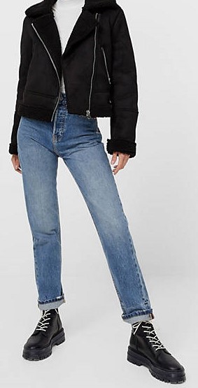 Blue Jeans With Black Aviator Jacket