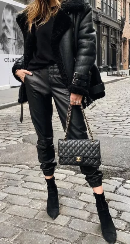 Leather Pant With Aviator Jacket