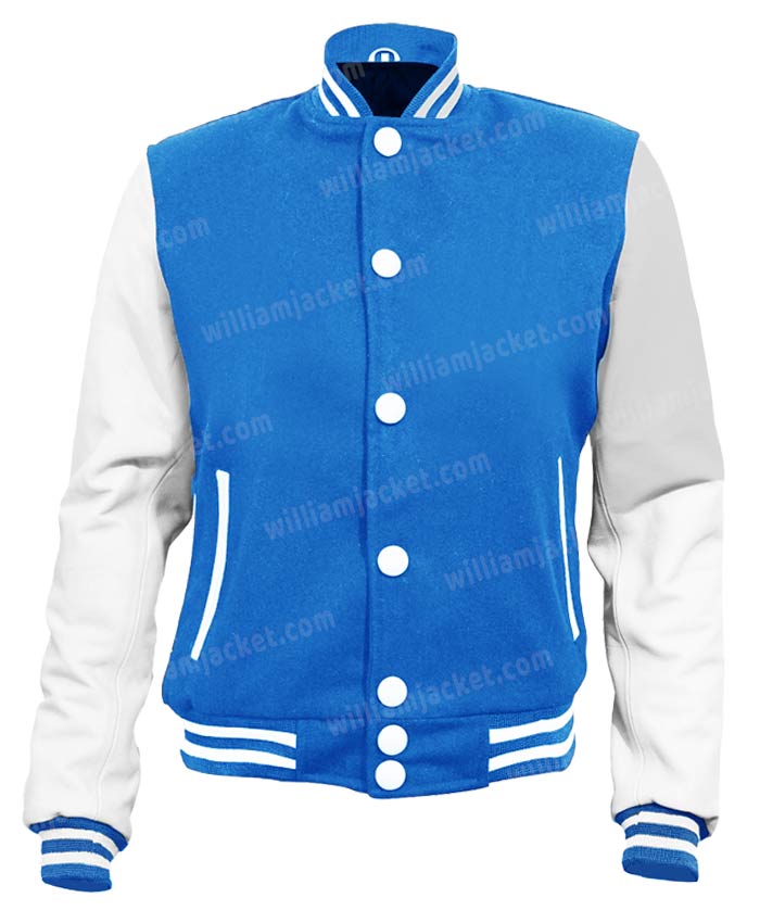 Blue and White Varsity Jacket - William Jacket