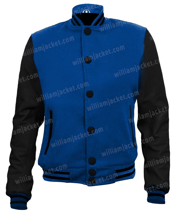 Navy Blue and Black Varsity Jacket - William Jacket