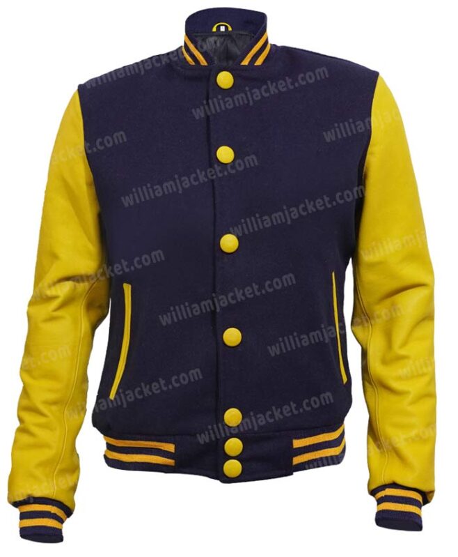 Navy and Yellow Varsity Jacket - William Jacket