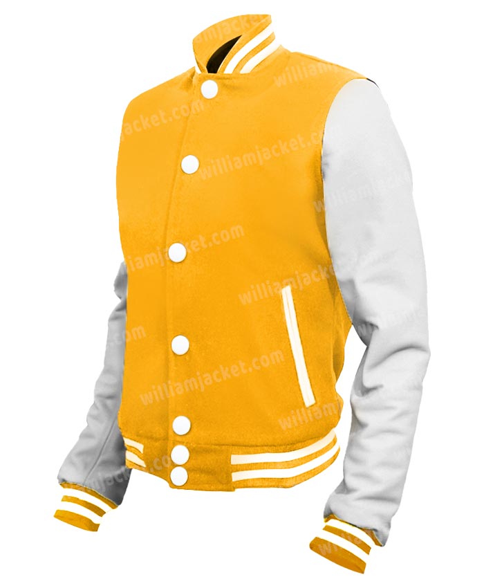 Men's Black And Yellow Wool Leather Varsity Jacket - Just American