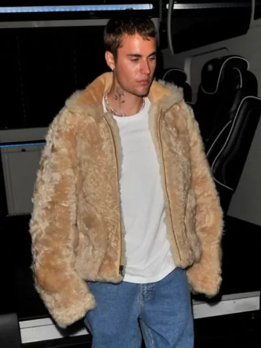 Justin Bieber Beige Fur Jacket