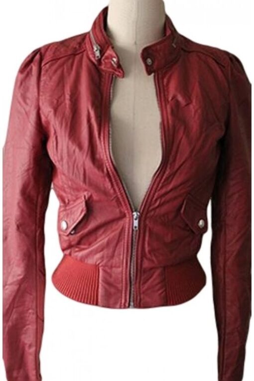 Teen Wolf Lydia Martin Red Bomber Leather Jacket