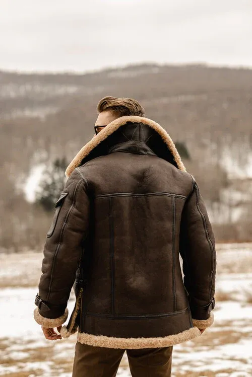 Shearling Leather Jacket Mens