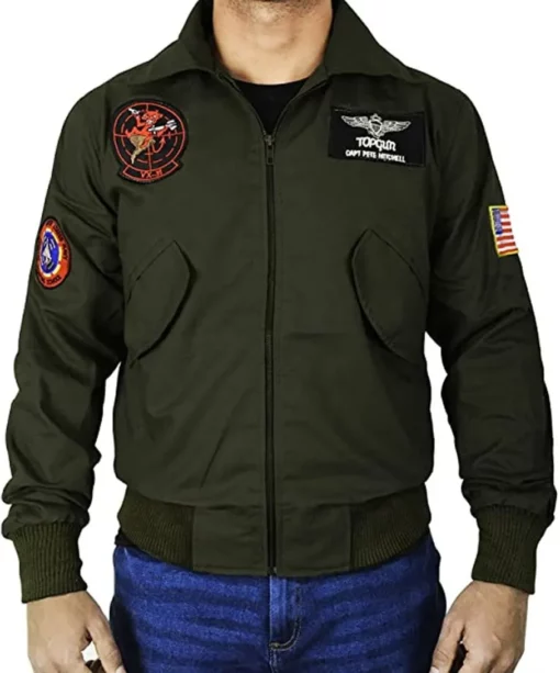 Top Gun Maverick 2 Tom Cruise Dark Green Bomber Jacket