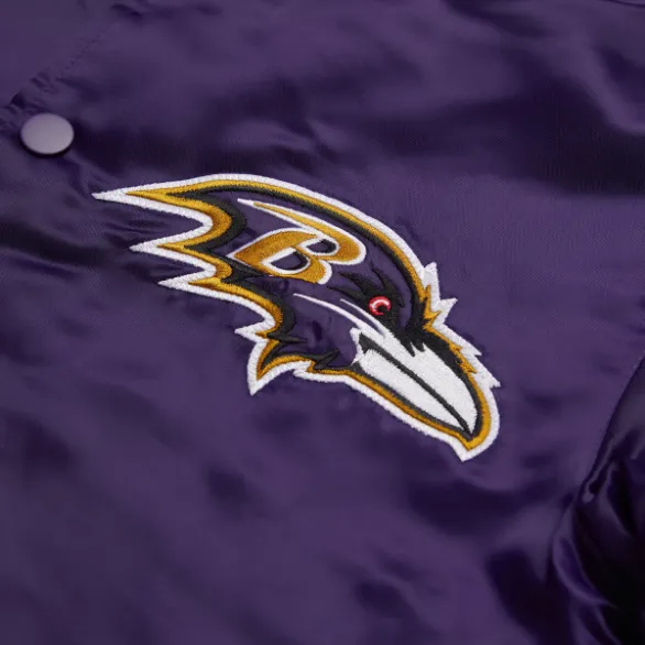 Women's Starter Purple Baltimore Ravens Line Up Satin Full-Snap Varsity Jacket