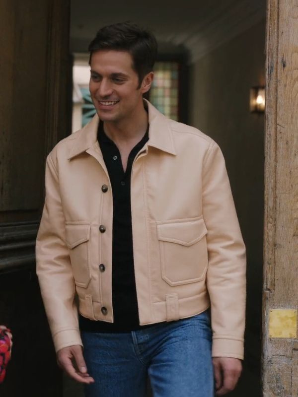 Emily in Paris S02 Camille Beige Leather Jacket - Jackets Junction