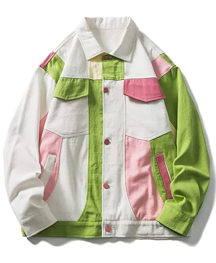 With Ease Pink Colorblock Denim Jacket