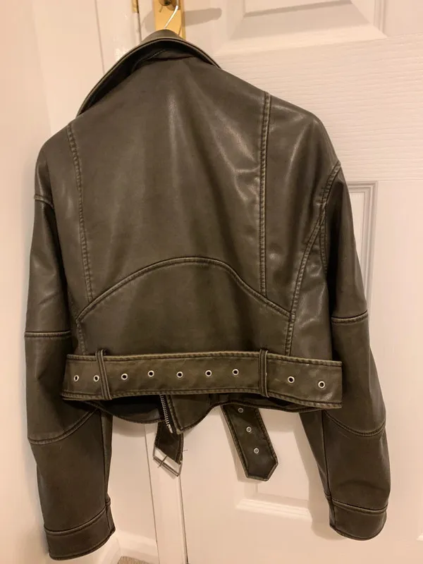 Buy Molly-Mae Hague Black Leather Biker Jacket For Women