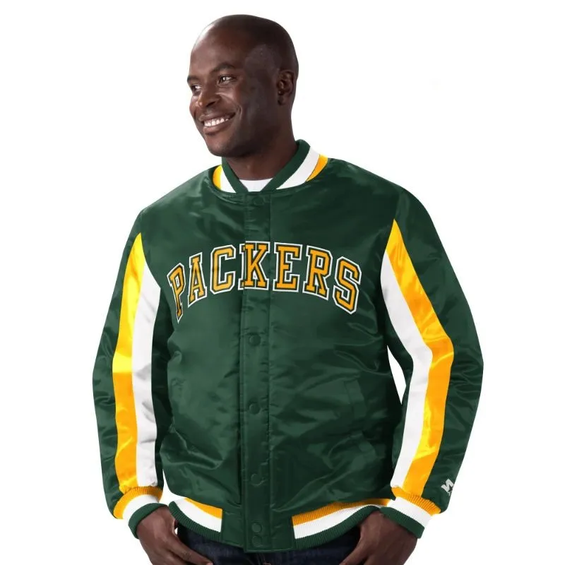 Logo 7 Green Bay Packers Vintage Bomber Jacket Hooded Men’s Large Winter  Coat