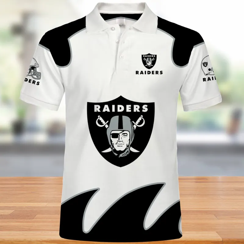 Men's Fanatics Branded White/Black Las Vegas Raiders Sandlot Game Polo