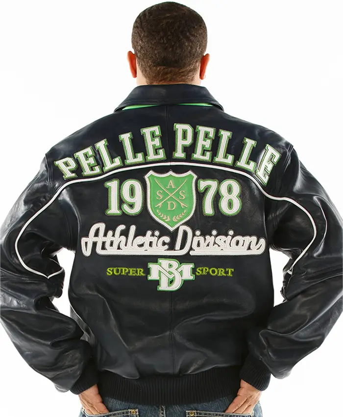 Pelle Pelle Athletic Division Real Leather Black Jacket For Sale