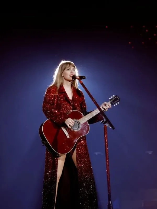 Taylor Swift The Eras Tour Trench Red Coat 2023 Sequin