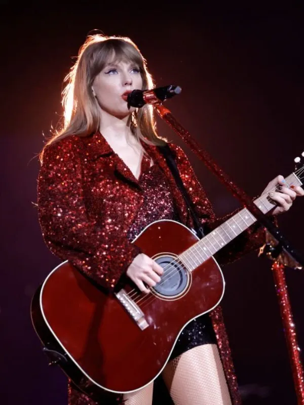 Taylor Swift The Eras 2023 Red Sequin Tour Trench Coat