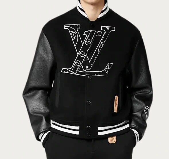 FW22 Louis Vuitton Black & White Varsity Jacket