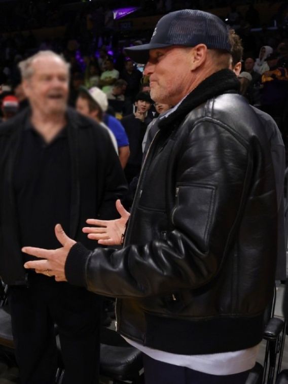 Lakers 2023 Woody Harrelson Bomber Leather Jacket