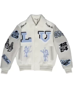 Louis Vuitton Black/White Lambskin Leather Varsity Jacket L Louis Vuitton