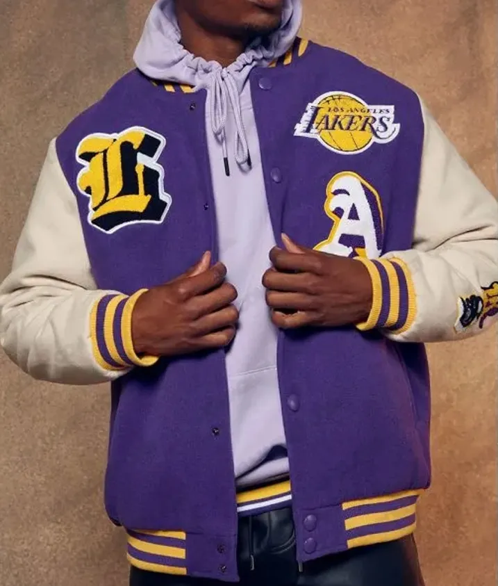 LA Lakers Purple and Yellow Varsity Satin Jacket