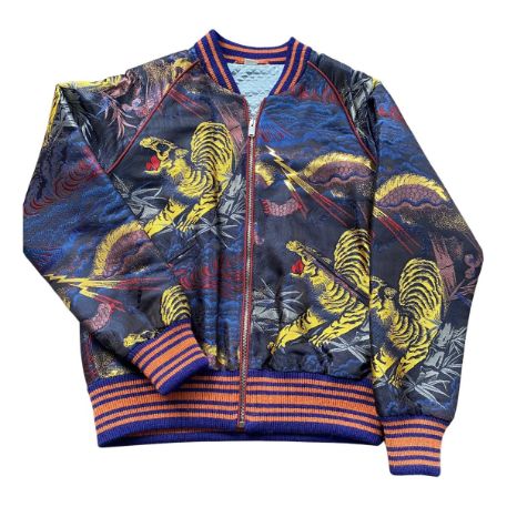 Gucci Tiger-print Shell Bomber Jacket In Light Blue