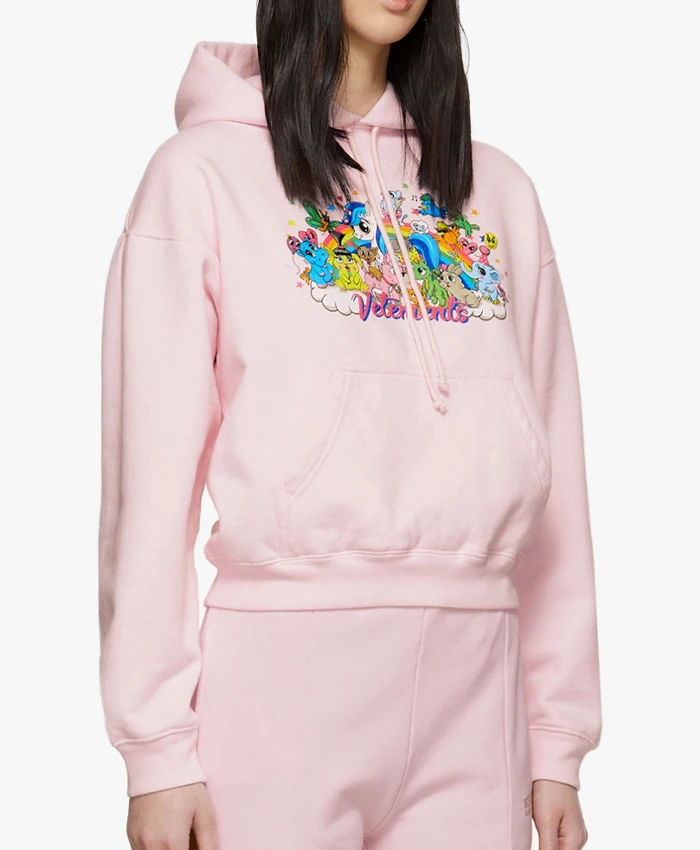 VETEMENTS logo-print zip-up hoodie - Pink
