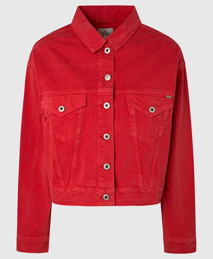R13 Eli cropped denim jacket - Red