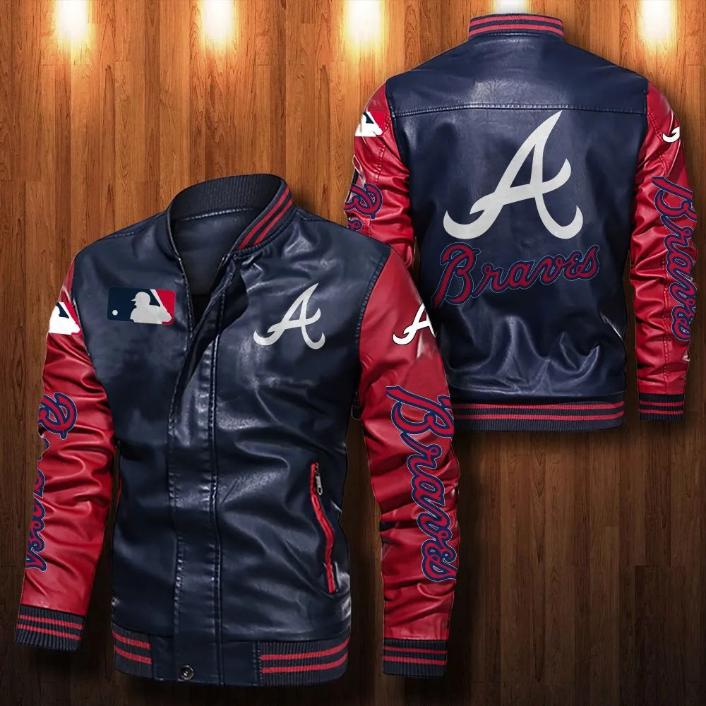 Vtg MLB Atlanta Braves Leather Varsity Jacket - Maker of Jacket