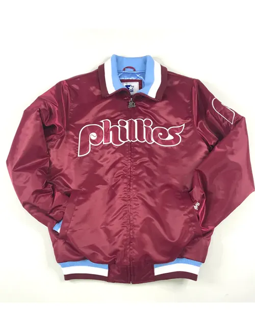 Celebs Leather Jackets Mens Philadelphia Phillies Maroon Sweatshirt