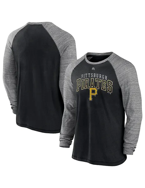 Men's White/Black Pittsburgh Pirates Baseball 3/4-Sleeve Raglan T-Shirt