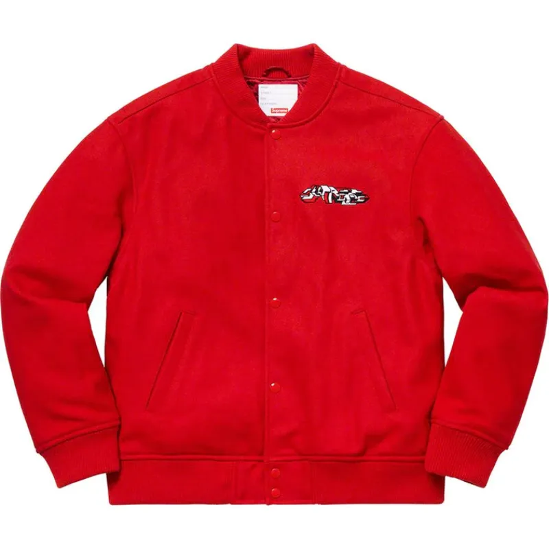 Supreme Leather Varsity Jacket Red - Novelship