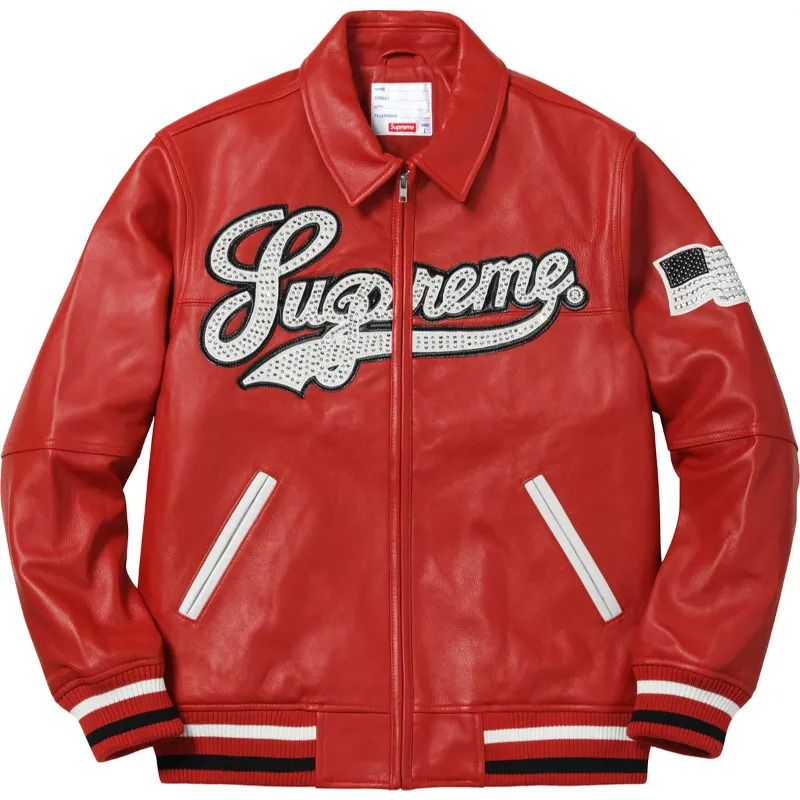 Supreme Uptown Studded Leather Varsity Jacket