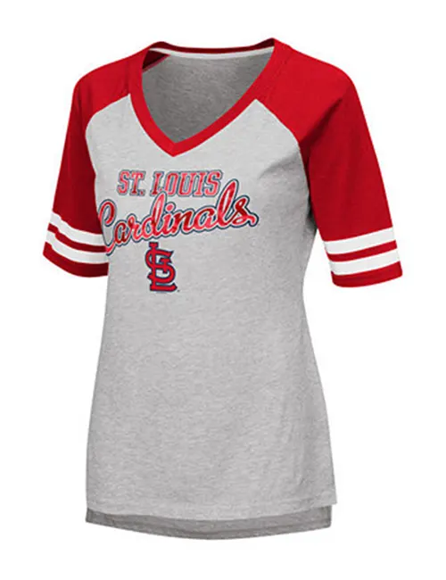Women's Red St. Louis Cardinals Oversized Spirit Jersey V-Neck T-Shirt