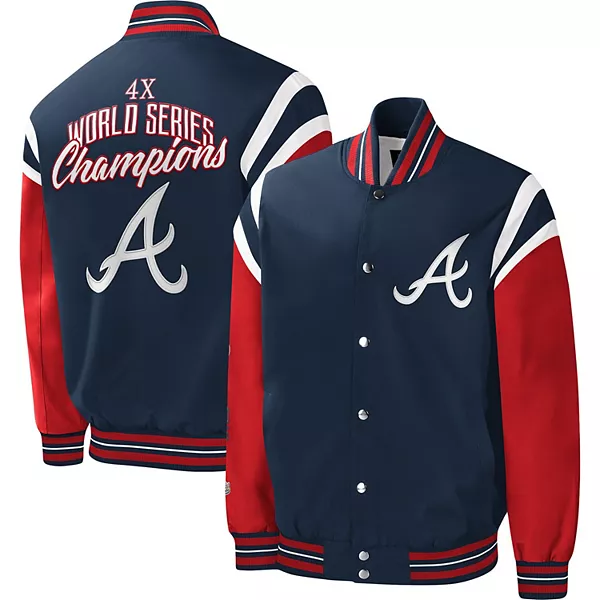 Wool/Leather Atlanta Braves Blue and White Varsity Jacket