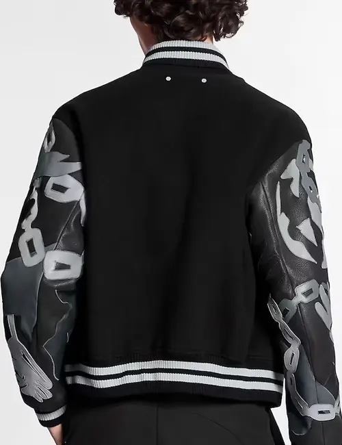 Chains Camo Varsity Jacket - Luxury Black