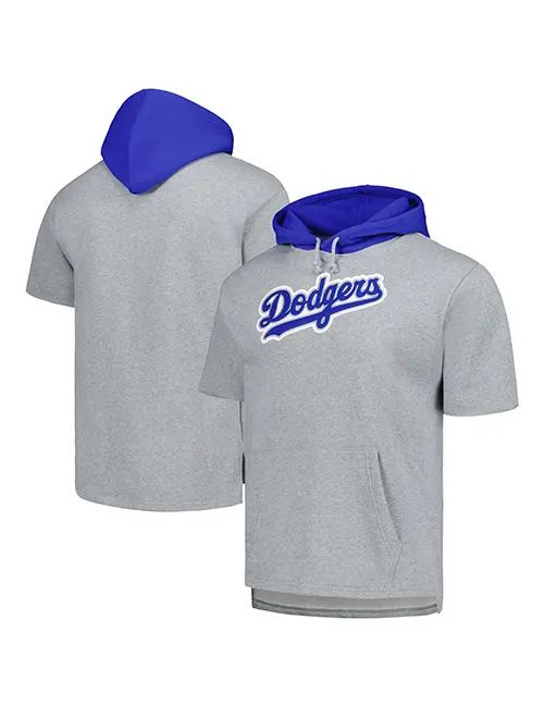 Mens Los Angeles Dodgers Downtime Short Sleeved Hoodie