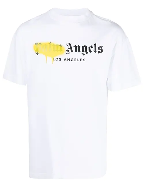 Palm Angels logo embroidered fringed shirt - WHITE BLACK