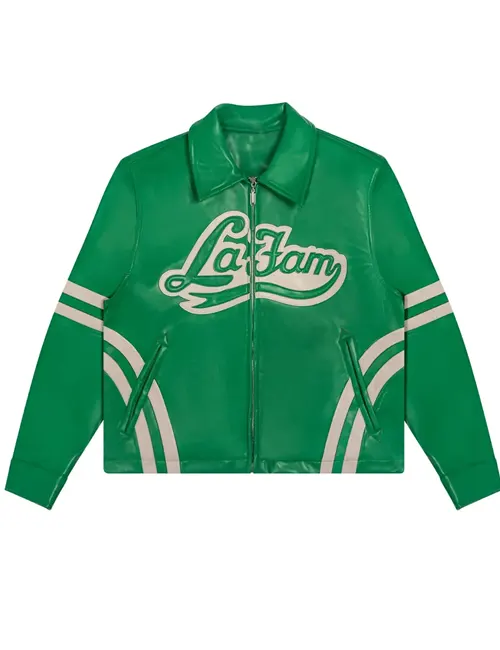 La Fam Retro Green Varsity Leather Jacket - William Jacket