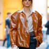 Alessandra Ambrosio Brown Leather Jacket